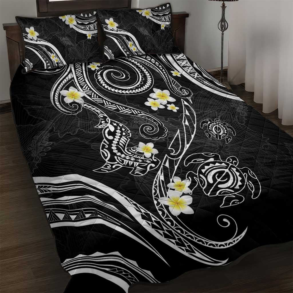 Polynesia Tribal Quilt Bed Set Tentacles Plumeria
