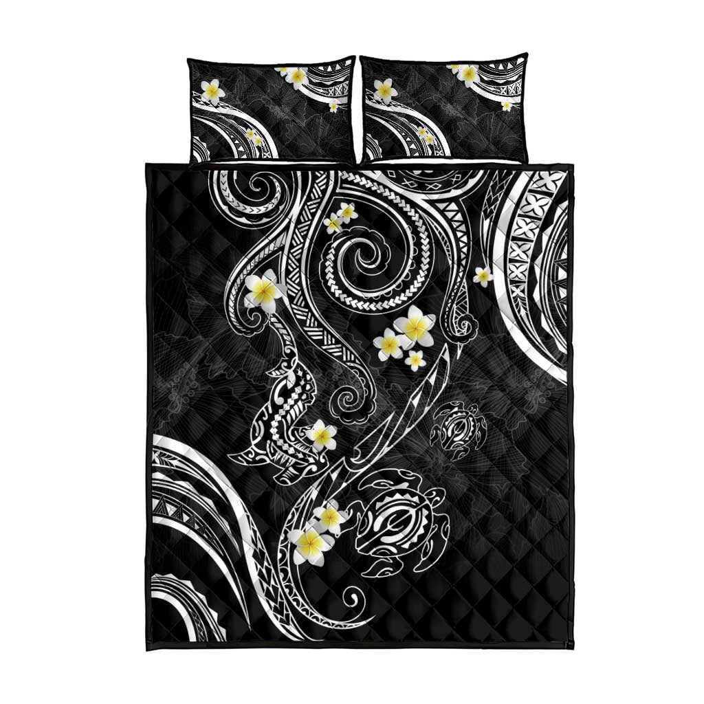 Polynesia Tribal Quilt Bed Set Tentacles Plumeria