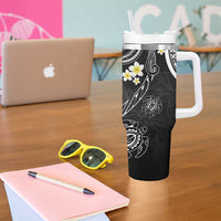 Polynesia Tribal Tumbler With Handle Tentacles Plumeria