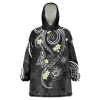 Polynesia Tribal Wearable Blanket Hoodie Tentacles Plumeria