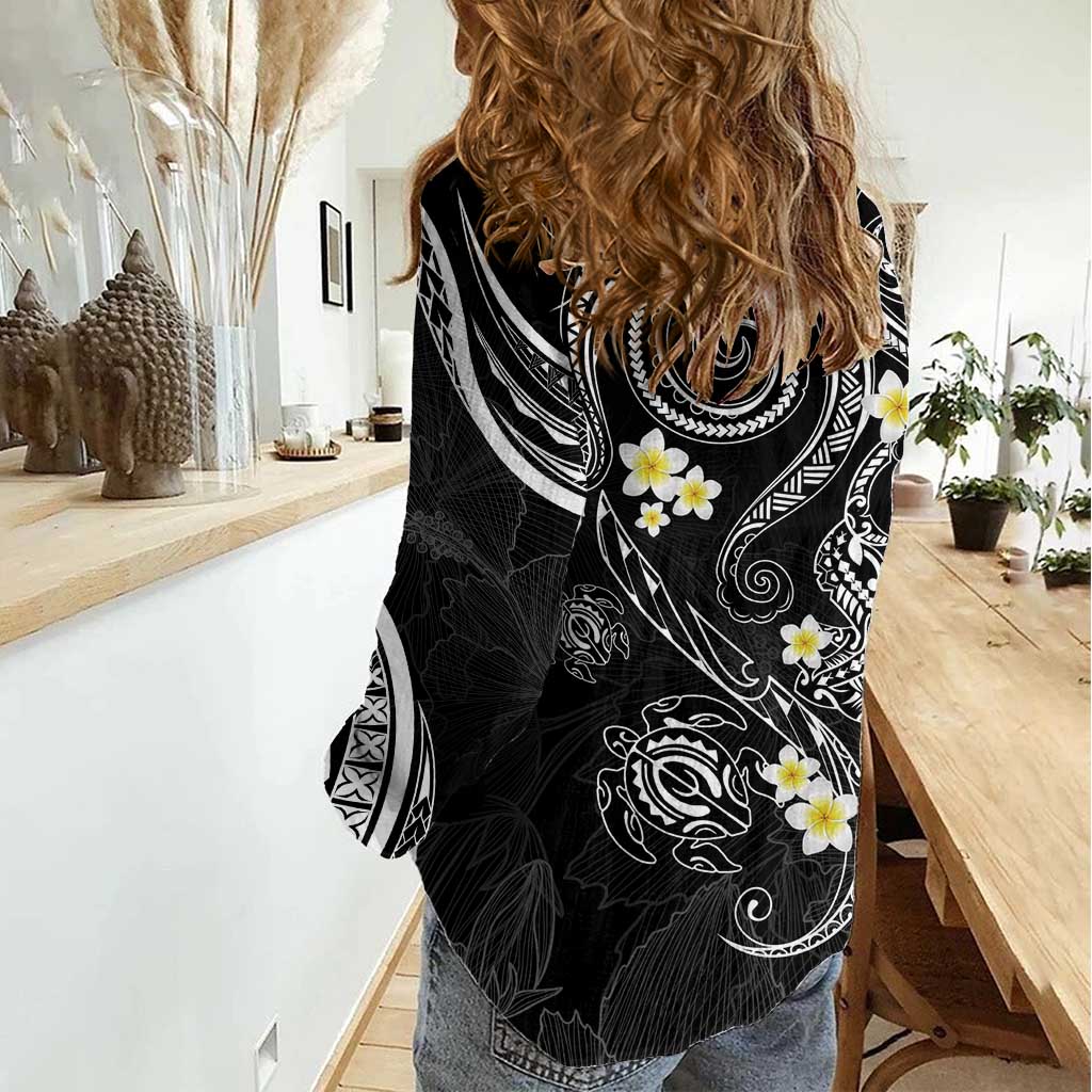 Polynesia Tribal Women Casual Shirt Tentacles Plumeria LT7 - Polynesian Pride