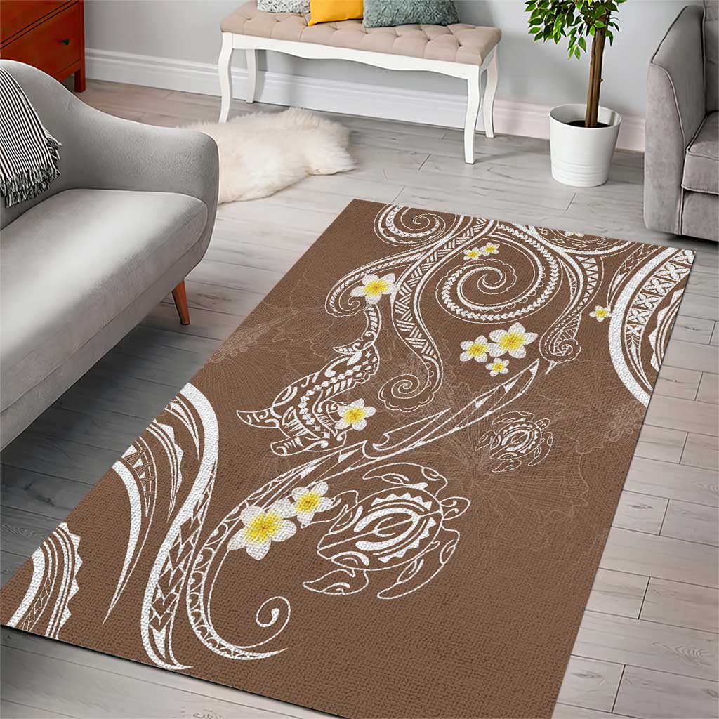 Polynesia Tribal Area Rug Mocha Plumeria Tentacles