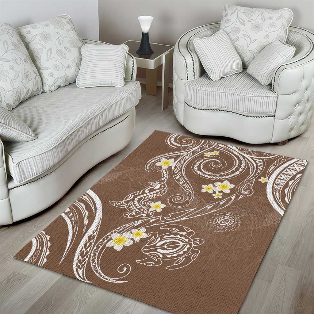 Polynesia Tribal Area Rug Mocha Plumeria Tentacles