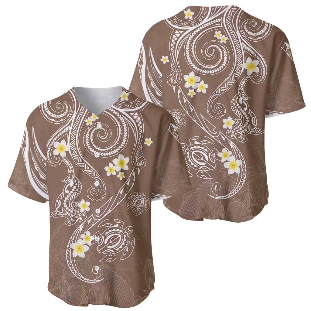 Polynesia Tribal Baseball Jersey Mocha Plumeria Tentacles LT7 - Polynesian Pride