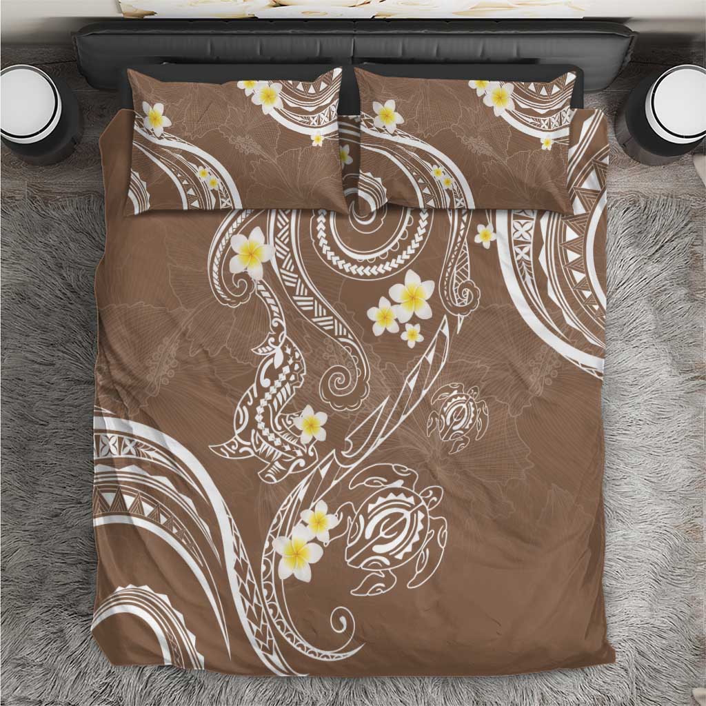 Polynesia Tribal Bedding Set Mocha Plumeria Tentacles