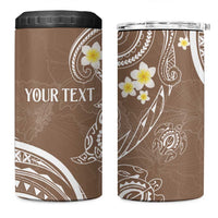 Polynesia Tribal 4 in 1 Can Cooler Tumbler Mocha Plumeria Tentacles