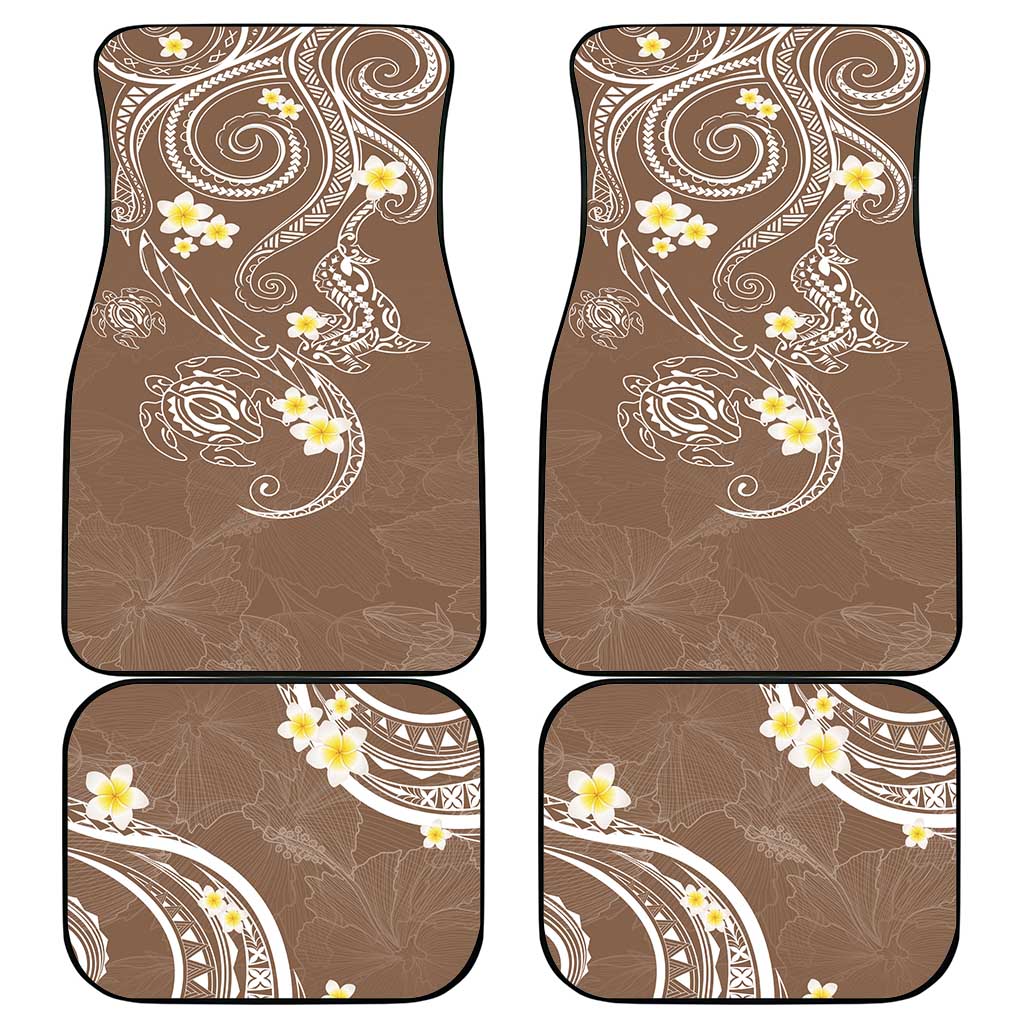 Polynesia Tribal Car Mats Mocha Plumeria Tentacles
