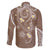 Polynesia Tribal Family Matching Off The Shoulder Long Sleeve Dress and Hawaiian Shirt Mocha Plumeria Tentacles