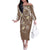 Polynesia Tribal Family Matching Off The Shoulder Long Sleeve Dress and Hawaiian Shirt Mocha Plumeria Tentacles