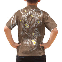 Polynesia Tribal Family Matching Off Shoulder Maxi Dress and Hawaiian Shirt Mocha Plumeria Tentacles LT7 - Polynesian Pride