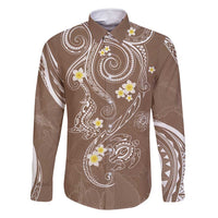 Polynesia Tribal Family Matching Off Shoulder Maxi Dress and Hawaiian Shirt Mocha Plumeria Tentacles LT7 Dad's Shirt - Long Sleeve Mocha - Polynesian Pride