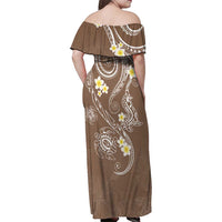 Polynesia Tribal Family Matching Off Shoulder Maxi Dress and Hawaiian Shirt Mocha Plumeria Tentacles LT7 - Polynesian Pride