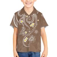 Polynesia Tribal Family Matching Off Shoulder Short Dress and Hawaiian Shirt Mocha Plumeria Tentacles LT7 Son's Shirt Mocha - Polynesian Pride