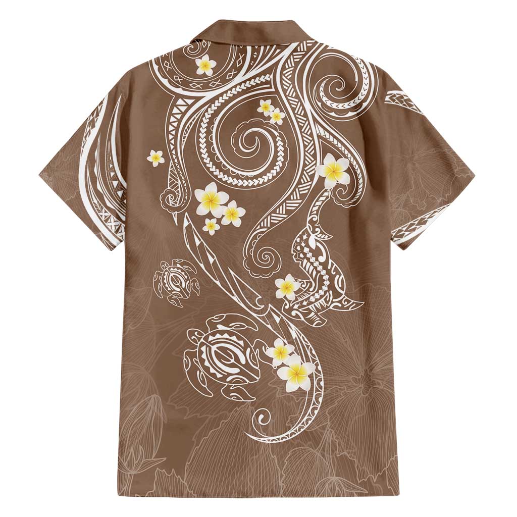Polynesia Tribal Family Matching Puletasi and Hawaiian Shirt Mocha Plumeria Tentacles