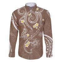Polynesia Tribal Family Matching Short Sleeve Bodycon Dress and Hawaiian Shirt Mocha Plumeria Tentacles
