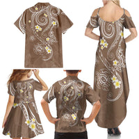 Polynesia Tribal Family Matching Summer Maxi Dress and Hawaiian Shirt Mocha Plumeria Tentacles LT7 - Polynesian Pride