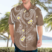 Polynesia Tribal Hawaiian Shirt Mocha Plumeria Tentacles
