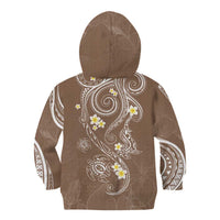 Polynesia Tribal Kid Hoodie Mocha Plumeria Tentacles