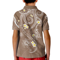 Polynesia Tribal Kid Polo Shirt Mocha Plumeria Tentacles LT7 - Polynesian Pride