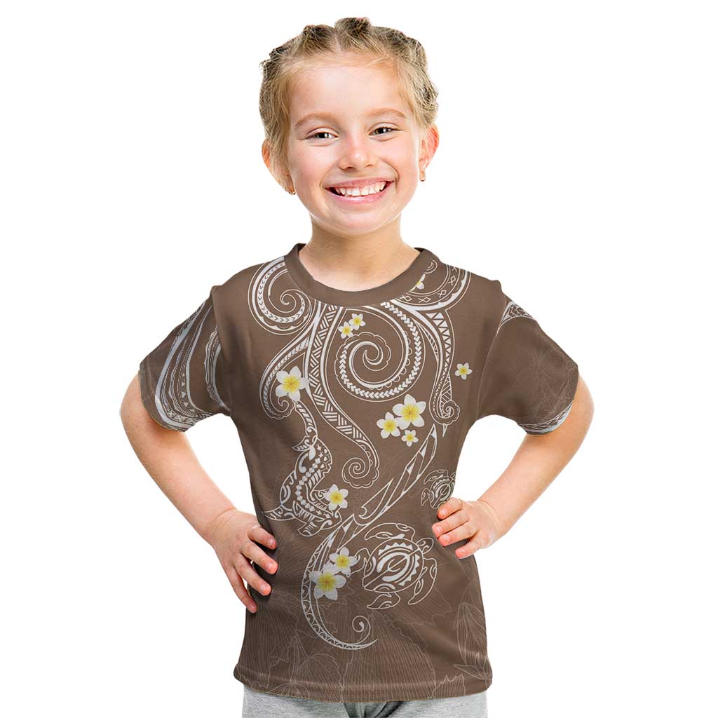 Polynesia Tribal Kid T Shirt Mocha Plumeria Tentacles LT7 Mocha - Polynesian Pride