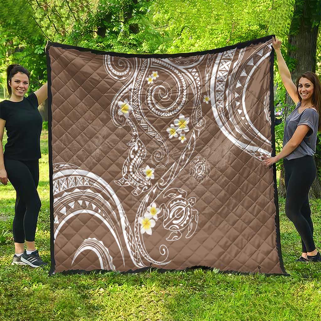 Polynesia Tribal Quilt Mocha Plumeria Tentacles LT7 - Polynesian Pride