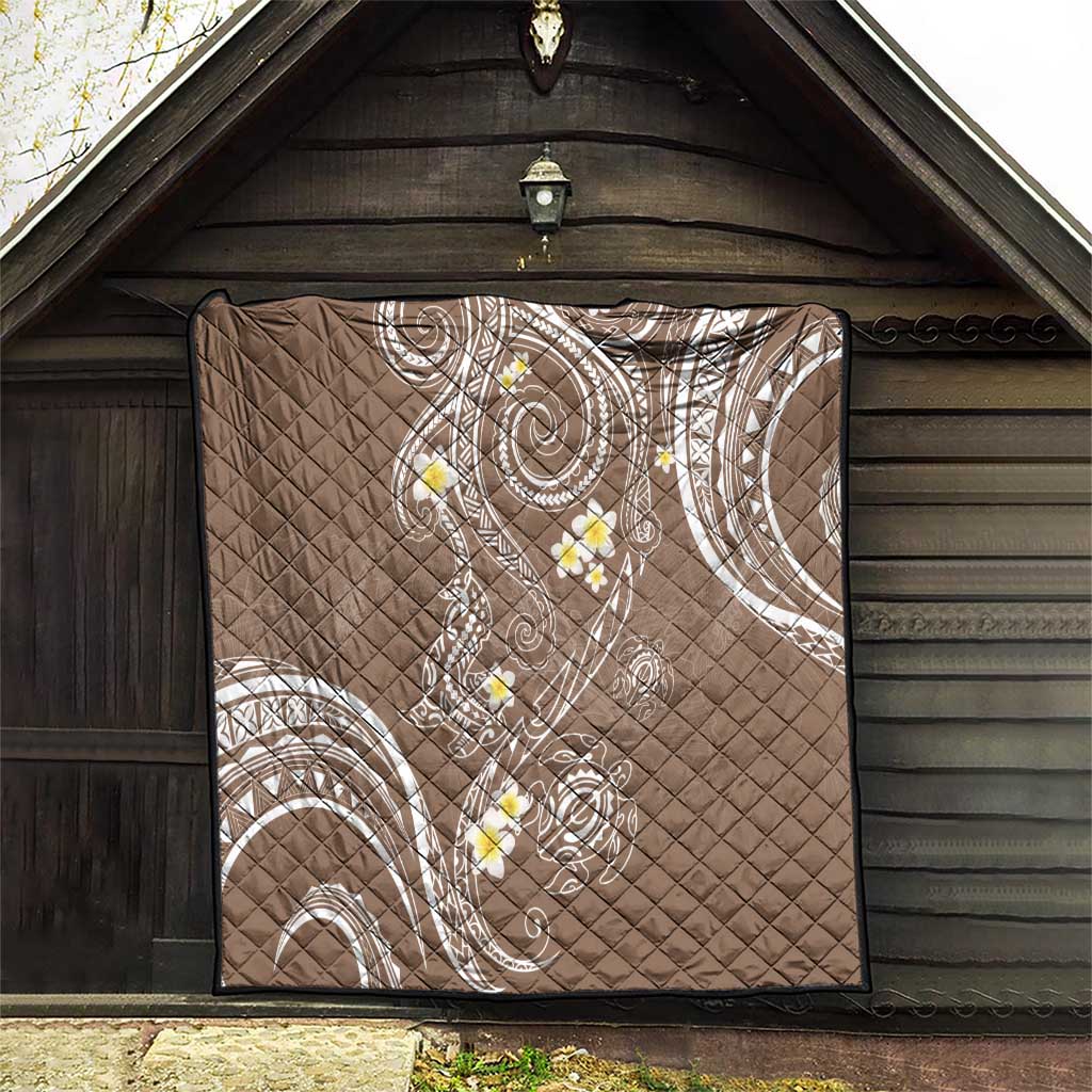 Polynesia Tribal Quilt Mocha Plumeria Tentacles LT7 - Polynesian Pride