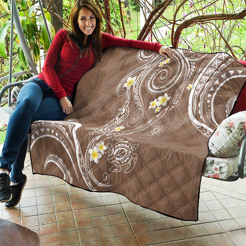 Polynesia Tribal Quilt Mocha Plumeria Tentacles LT7 - Polynesian Pride