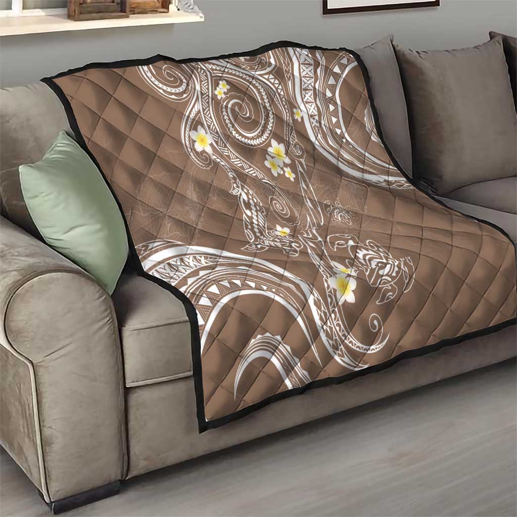 Polynesia Tribal Quilt Mocha Plumeria Tentacles LT7 - Polynesian Pride