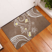 Polynesia Tribal Rubber Doormat Mocha Plumeria Tentacles LT7 - Polynesian Pride