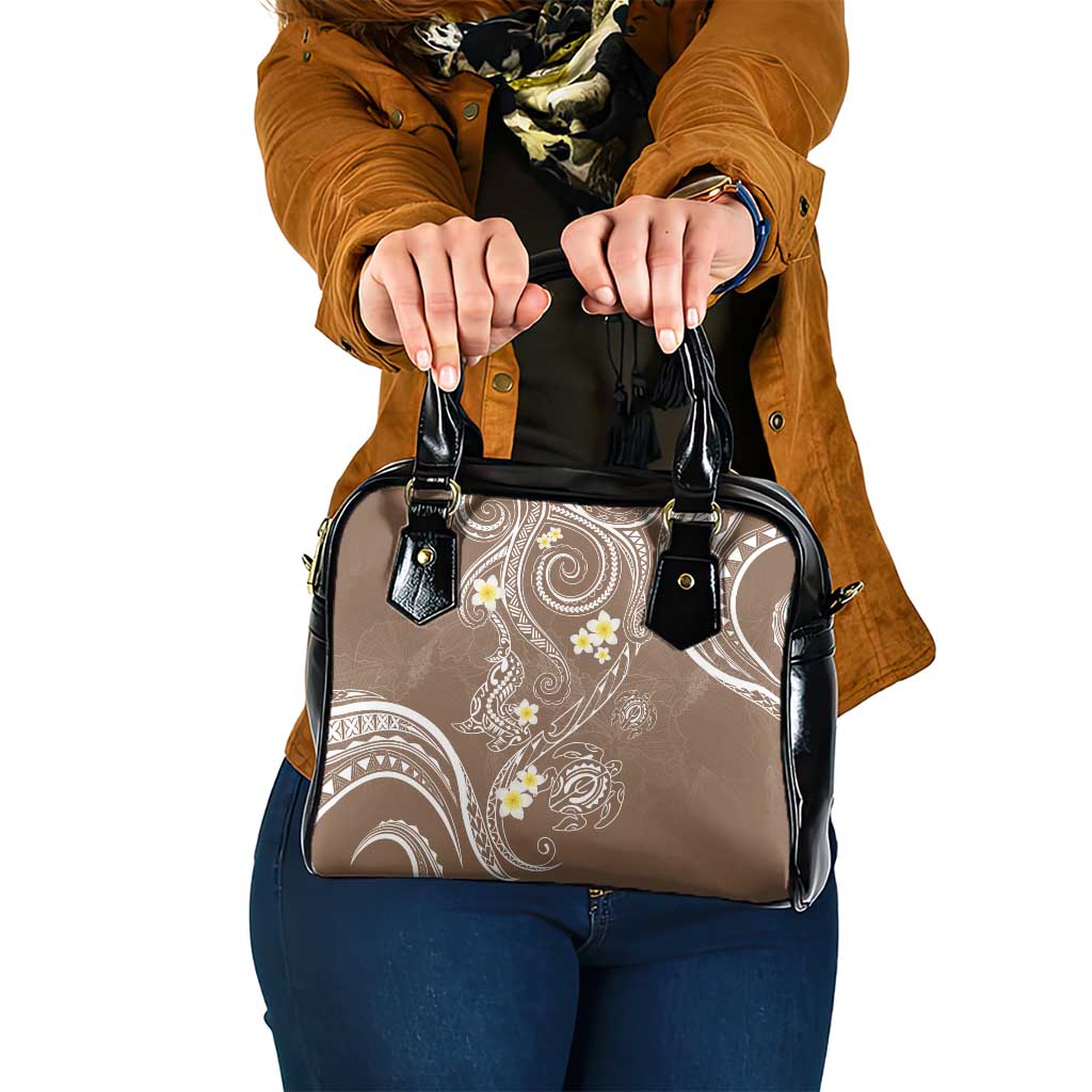 Polynesia Tribal Shoulder Handbag Mocha Plumeria Tentacles