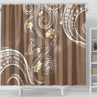 Polynesia Tribal Shower Curtain Mocha Plumeria Tentacles