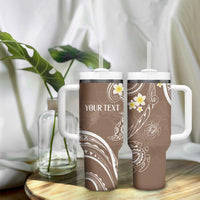 Polynesia Tribal Tumbler With Handle Mocha Plumeria Tentacles