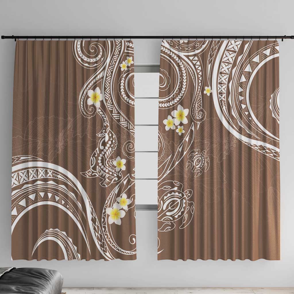 Polynesia Tribal Window Curtain Mocha Plumeria Tentacles