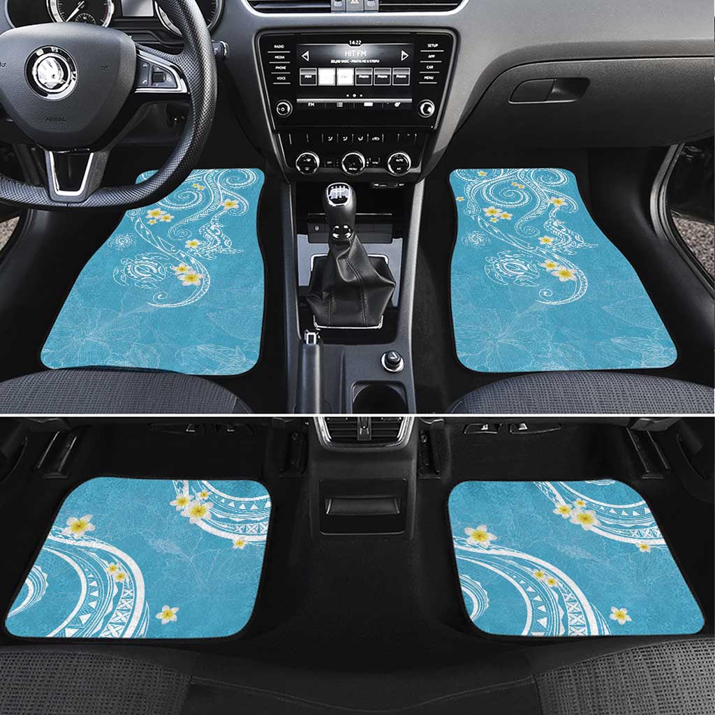 Polynesia Tribal Car Mats Turquoise Plumeria Tentacles