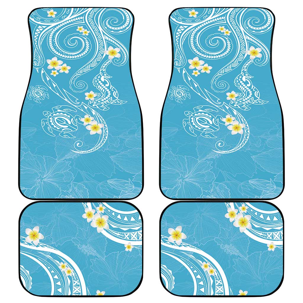 Polynesia Tribal Car Mats Turquoise Plumeria Tentacles