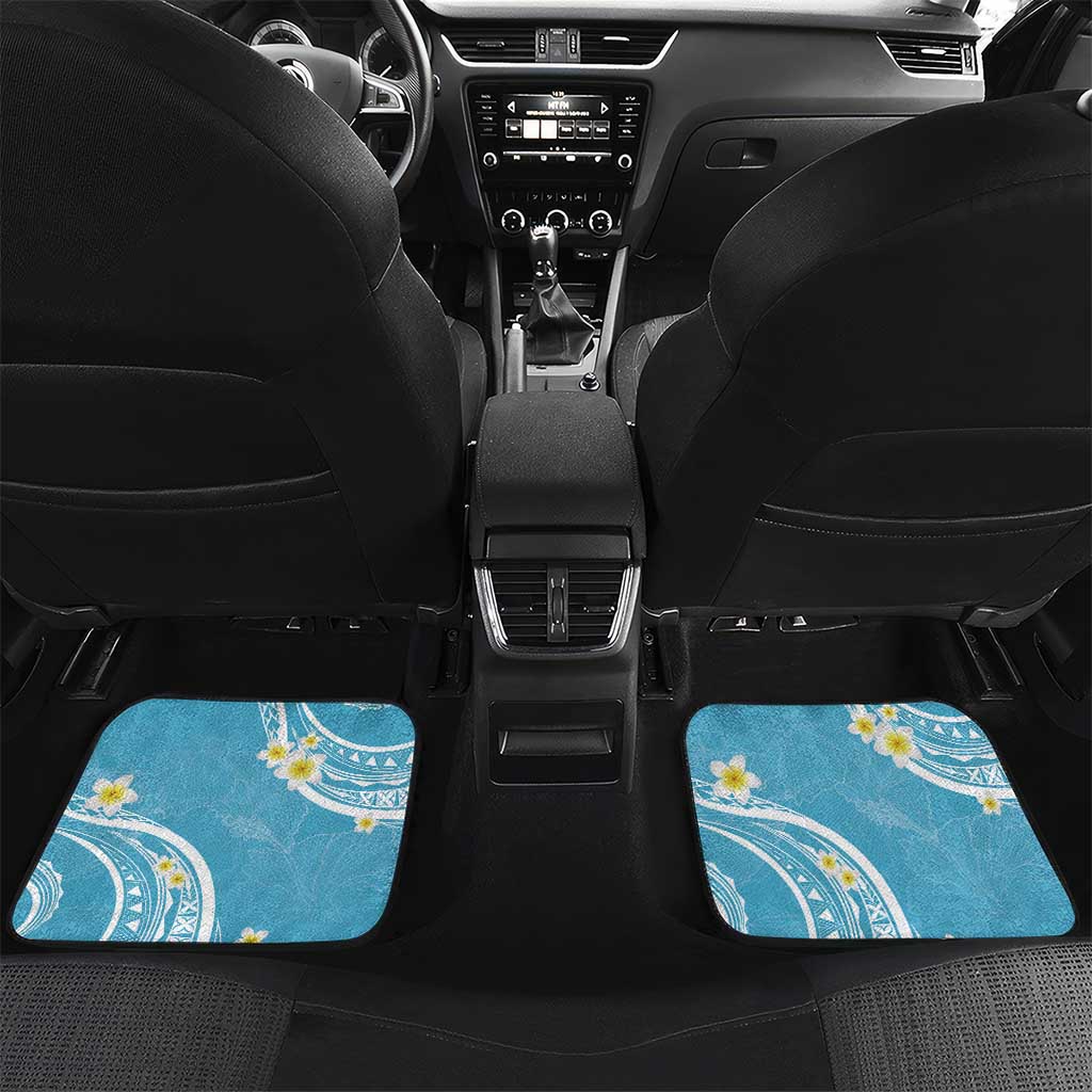 Polynesia Tribal Car Mats Turquoise Plumeria Tentacles
