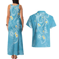 Polynesia Tribal Couples Matching Tank Maxi Dress and Hawaiian Shirt Turquoise Plumeria Tentacles LT7 - Polynesian Pride