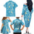 Polynesia Tribal Family Matching Off The Shoulder Long Sleeve Dress and Hawaiian Shirt Turquoise Plumeria Tentacles