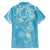 Polynesia Tribal Family Matching Off The Shoulder Long Sleeve Dress and Hawaiian Shirt Turquoise Plumeria Tentacles
