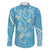 Polynesia Tribal Family Matching Off The Shoulder Long Sleeve Dress and Hawaiian Shirt Turquoise Plumeria Tentacles