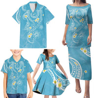 Polynesia Tribal Family Matching Puletasi and Hawaiian Shirt Turquoise Plumeria Tentacles LT7 - Polynesian Pride