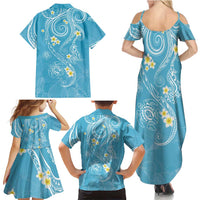 Polynesia Tribal Family Matching Summer Maxi Dress and Hawaiian Shirt Turquoise Plumeria Tentacles LT7 - Polynesian Pride