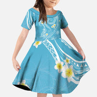 Polynesia Tribal Family Matching Tank Maxi Dress and Hawaiian Shirt Turquoise Plumeria Tentacles LT7 Daughter's Dress Turquoise - Polynesian Pride