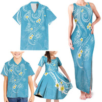 Polynesia Tribal Family Matching Tank Maxi Dress and Hawaiian Shirt Turquoise Plumeria Tentacles LT7 - Polynesian Pride