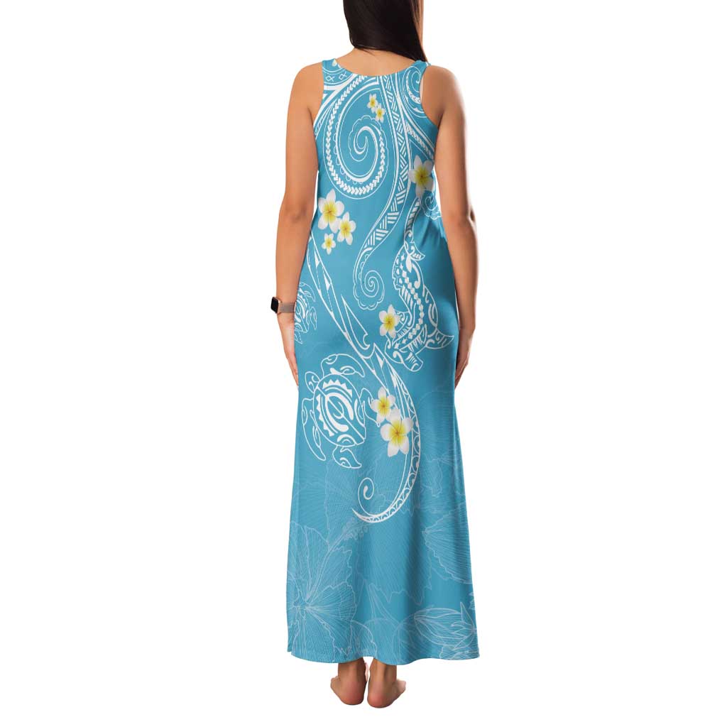 Polynesia Tribal Family Matching Tank Maxi Dress and Hawaiian Shirt Turquoise Plumeria Tentacles LT7 - Polynesian Pride