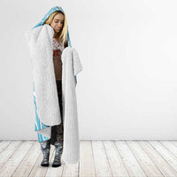 Polynesia Tribal Hooded Blanket Turquoise Plumeria Tentacles