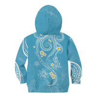 Polynesia Tribal Kid Hoodie Turquoise Plumeria Tentacles