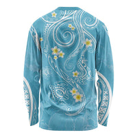 Polynesia Tribal Long Sleeve Shirt Turquoise Plumeria Tentacles