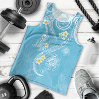 Polynesia Tribal Men Tank Top Turquoise Plumeria Tentacles