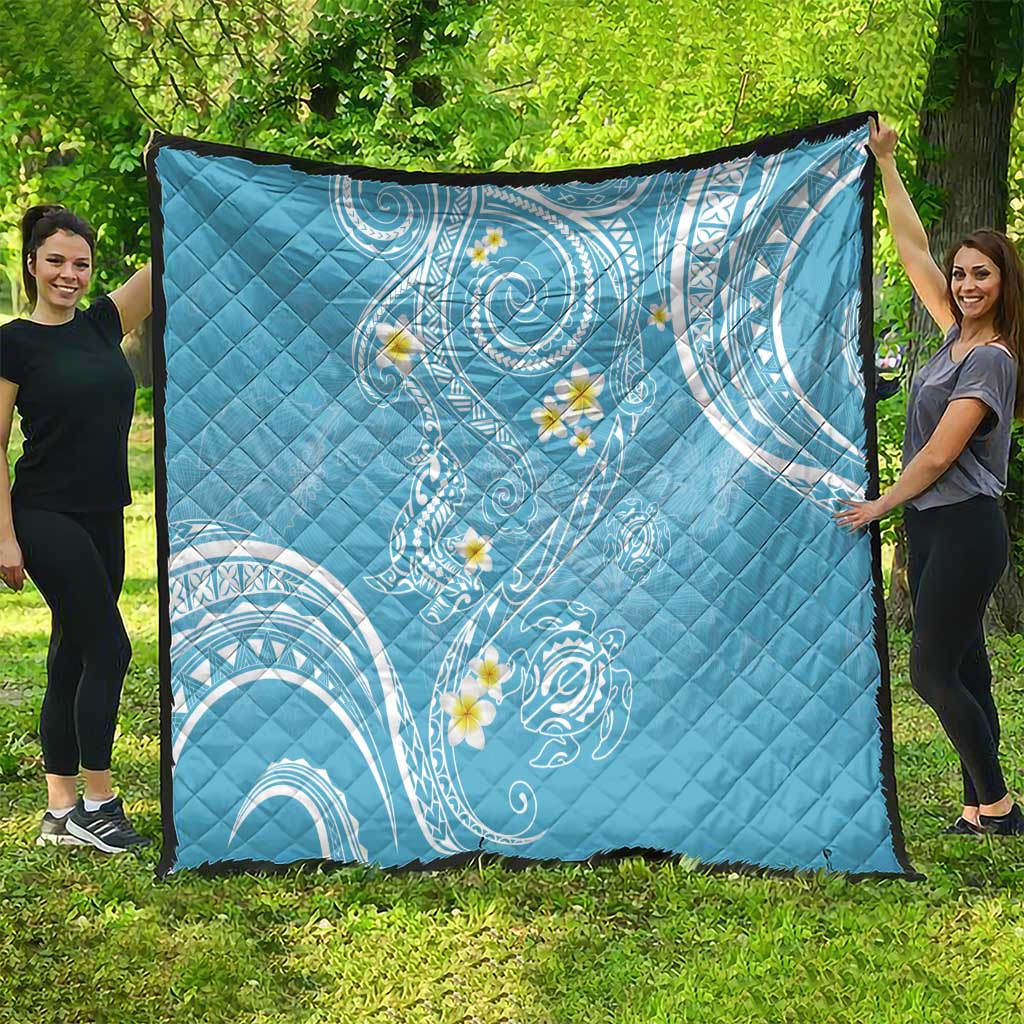 Polynesia Tribal Quilt Turquoise Plumeria Tentacles LT7 - Polynesian Pride